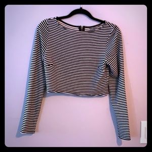 Black and white striped crop top